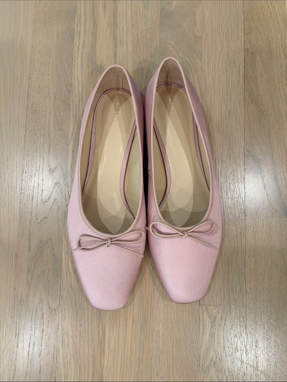 Maeve Blush Pink Satin Ballet Flats with Bow